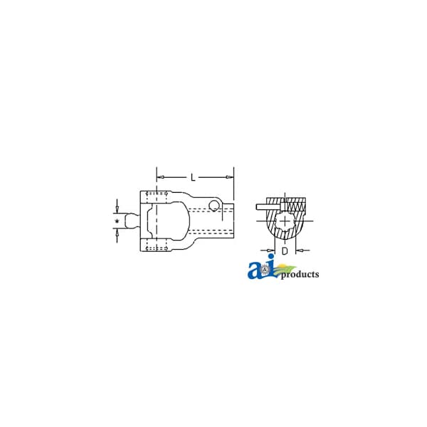 Tractor yoke, CV, QD push pin, 1 3/4" 20 spline 6" x5" x5"